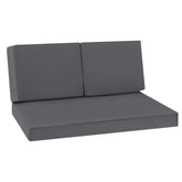 Favoyard front view of dark gray loveseat cushions showing neat fit and curb appeal
