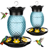 Fchstaer blue pineapple feeder front view showing decorative appeal and easy hanging