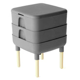 FCMP Outdoor front view of two-tray composter highlighting compact footprint and easy access