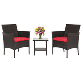 FDW front view of full bistro set showing seating and glass table for cozy gatherings