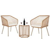 FDW white patio set front view showing elegant bistro styling and space-saving design