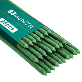 FEED GARDEN front view of one 83-inch stake showing full length and green finish, durable support