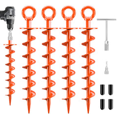 FEED GARDEN front view of 4-pack anchors showing kit and tools for secure setup