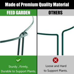 FEED GARDEN rings holding tomato stems upright for easier harvesting