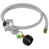 Feirenql front view of regulator and hose showing compact assembly and reliability