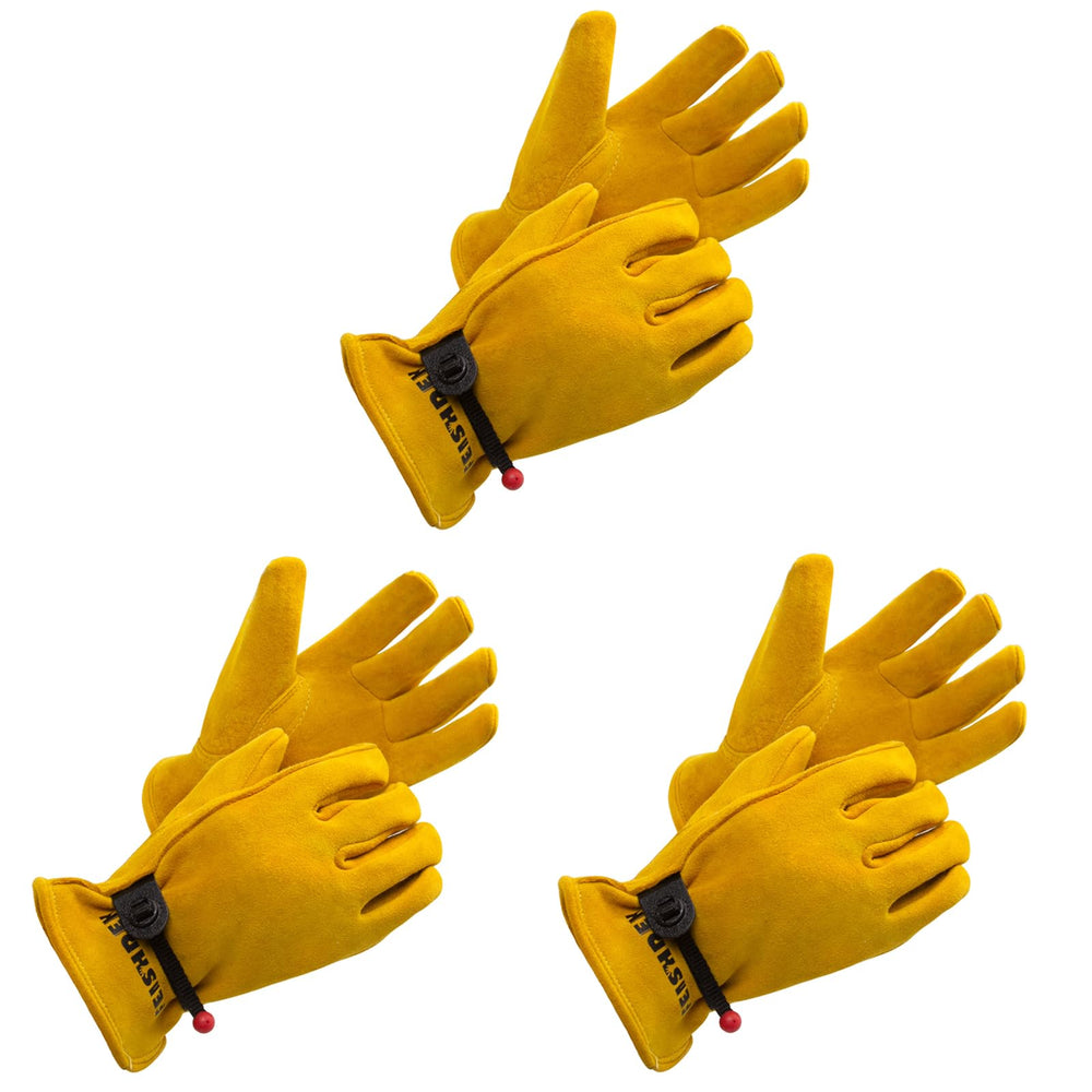 FEISHDEK front view of yellow kids gloves highlighting safe design and visibility