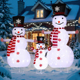 Fereowth snowman family on porch providing welcoming curb appeal