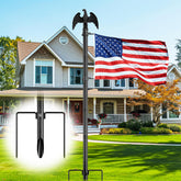 FFILY front view flag pole with eagle topper showing durable finish and curb appeal