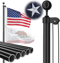 FFILY front view of 16ft pole showing sturdy black finish and curb appeal