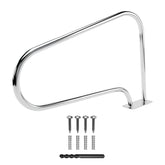 FibroPool front view of large stainless steel handrail showing rustproof benefit