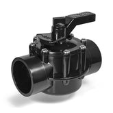 FibroPool front view of 1.5 in CPVC diverter valve showing compact durable body and port layout