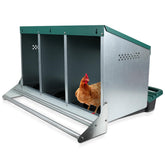 Filterhualv front view showing three-hole nesting box, protects eggs and simplifies collection