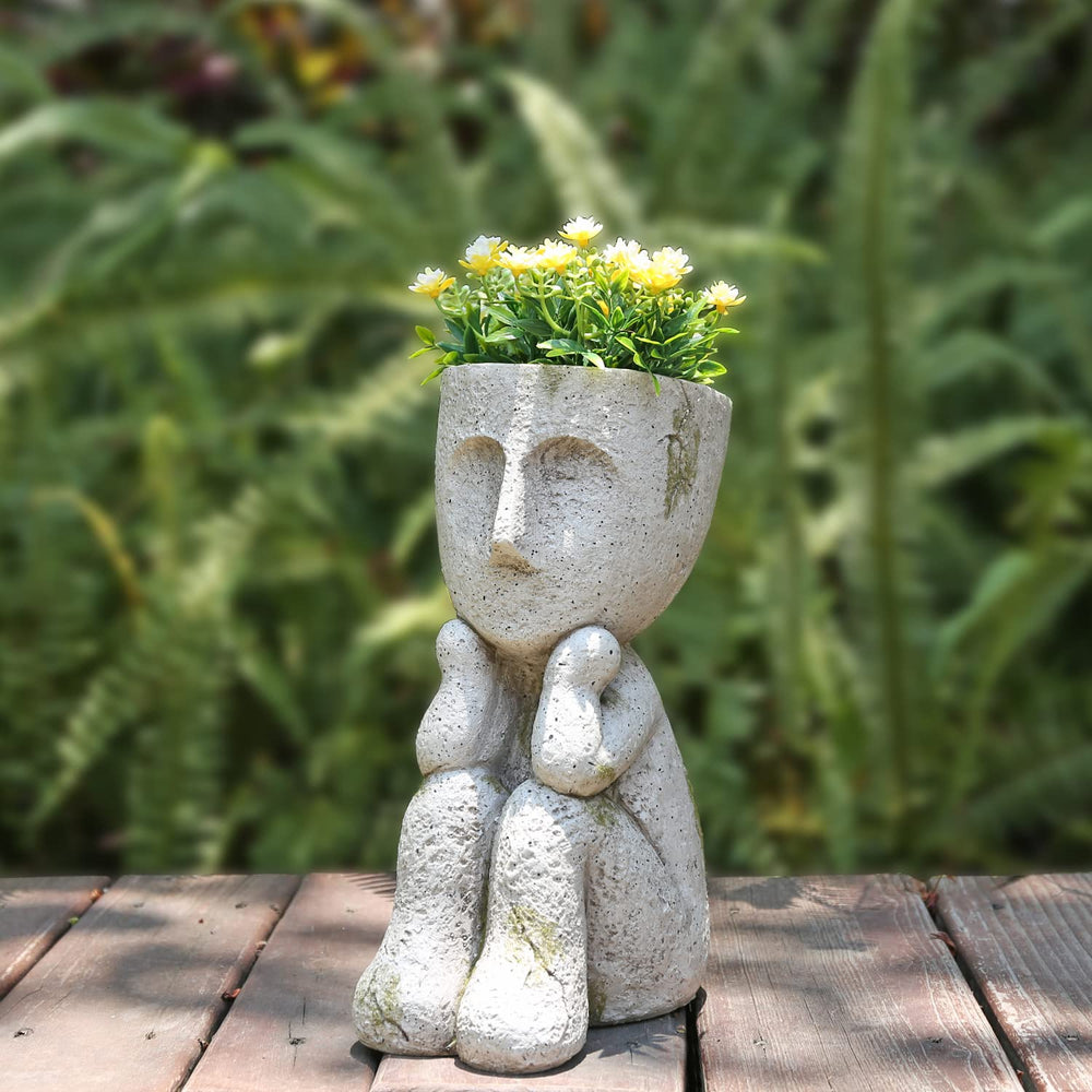 FIMOFIDRE front view of head planter showing modern face and shape benefit: stylish focal point