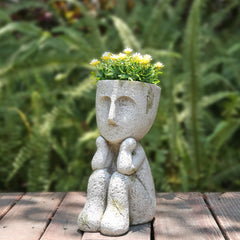 FIMOFIDRE front view of head planter showing modern face and shape benefit: stylish focal point