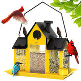 FIMOFIDRE front view of metal bird feeder showing durable design and easy refill