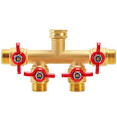 FINEST+ front view shows brass splitter durability and four outlets benefit