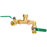 FINEST+ front view of solid brass splitter showing sturdy construction and dual outlets for dependable water delivery