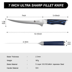 FINTISO fillet knife in use on a dock demonstrating clean, precise fillets
