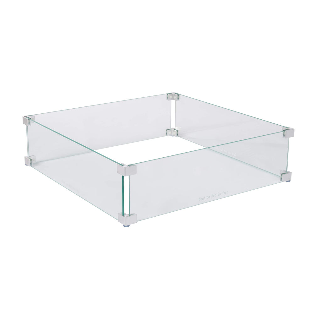 Fire Sense front view of 22.5" square wind guard showing clear glass benefit