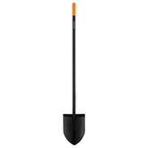 Fiskars front view of 57-inch digging shovel showing full tool benefit durability