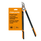 Fiskars loppers front view showing full 30-inch handles and blade benefit leverage