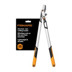 Fiskars loppers front view showing full 32 inch reach and balance