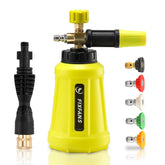 FIXFANS foam cannon front view showing bottle and connector for fast coverage