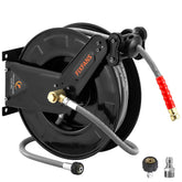 FIXFANS front view reel assembly showing compact mounted design and tidy storage