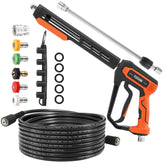 FIXFANS pressure washer gun and hose front view showing robust build and ease of control