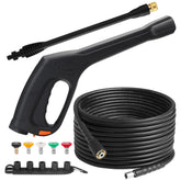 FIXFANS pressure washer gun front view showing ergonomic grip and control