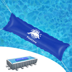 FizzCove front packaging of 15 ft blue pool pillows showing kit contents and benefit
