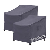 F&J Outdoors front view showing full grey cover protecting Adirondack chair