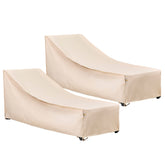 F&J Outdoors front view of beige chaise cover showing full protection and clean look
