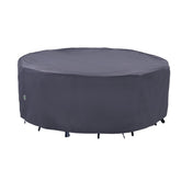 F&J Outdoors cover front view protecting round table, durable outdoor protection