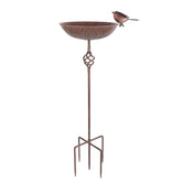 FJJYGYP front view of metal bird bath adding vintage charm