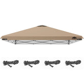 FLAGLY front view khaki canopy top showing full 10x10 coverage and sun protection