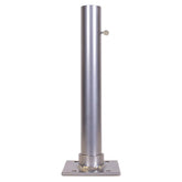Flagpole-To-Go deck/dock mount front view showing powder-coated aluminum and mounting holes for durable installation