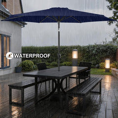 FLAME&SHADE close-up of navy waterproof fabric showing durable texture
