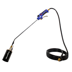 Flame King front view of assembled torch showing ready-to-use setup and reach