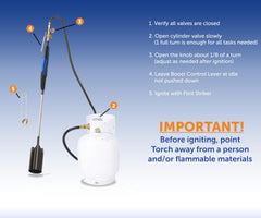 Flame King 10-foot hose and cylinder connection for extended reach