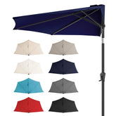 FLAME&SHADE front view of half umbrella providing wide navy shade