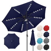 FLAME&SHADE front view of navy blue umbrella giving full shade
