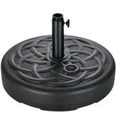 FLAME&SHADE front view of base showing rattan finish and stability benefit