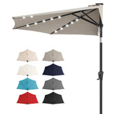 FLAME&SHADE front view of half umbrella showing space-saving design and shade