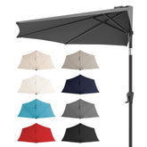FLAME&SHADE front view of half umbrella showing space-saving fit