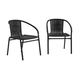 Flash Furniture front view of black rattan chair showing stylish seating benefit