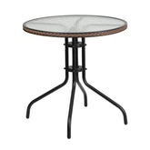 Flash Furniture front view of round table shows compact design and versatility