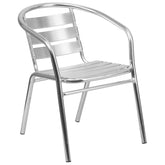 Flash Furniture front view slat back chair showing sleek finish and stable design