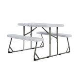 Flash Furniture front view of white kids picnic table showing seating for four and compact design