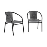Flash Furniture front view gray rattan chair showing sleek silhouette and comfortable back